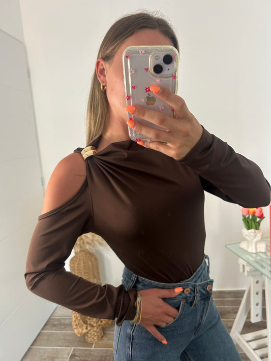 Top ÉLÉGANCE brun foncé