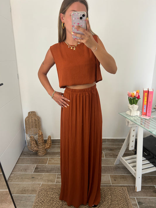 Ensemble blouse et jupe MARIA terracotta