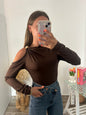 Top ÉLÉGANCE brun foncé